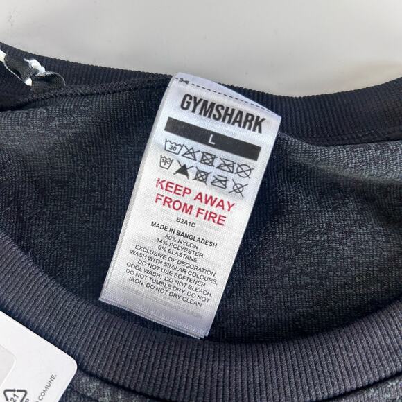 Gymshark Adapt Fleck Seamless Crop Top Long Sleeve Large Mineral/Black NWT - Picture 10 of 10